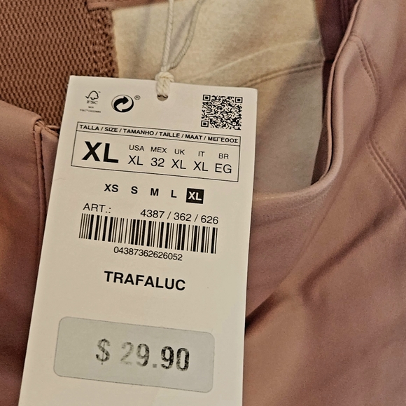 ZARA TRF Pink/Blush Pleather Mini Skirt, XL - Picture 3 of 3